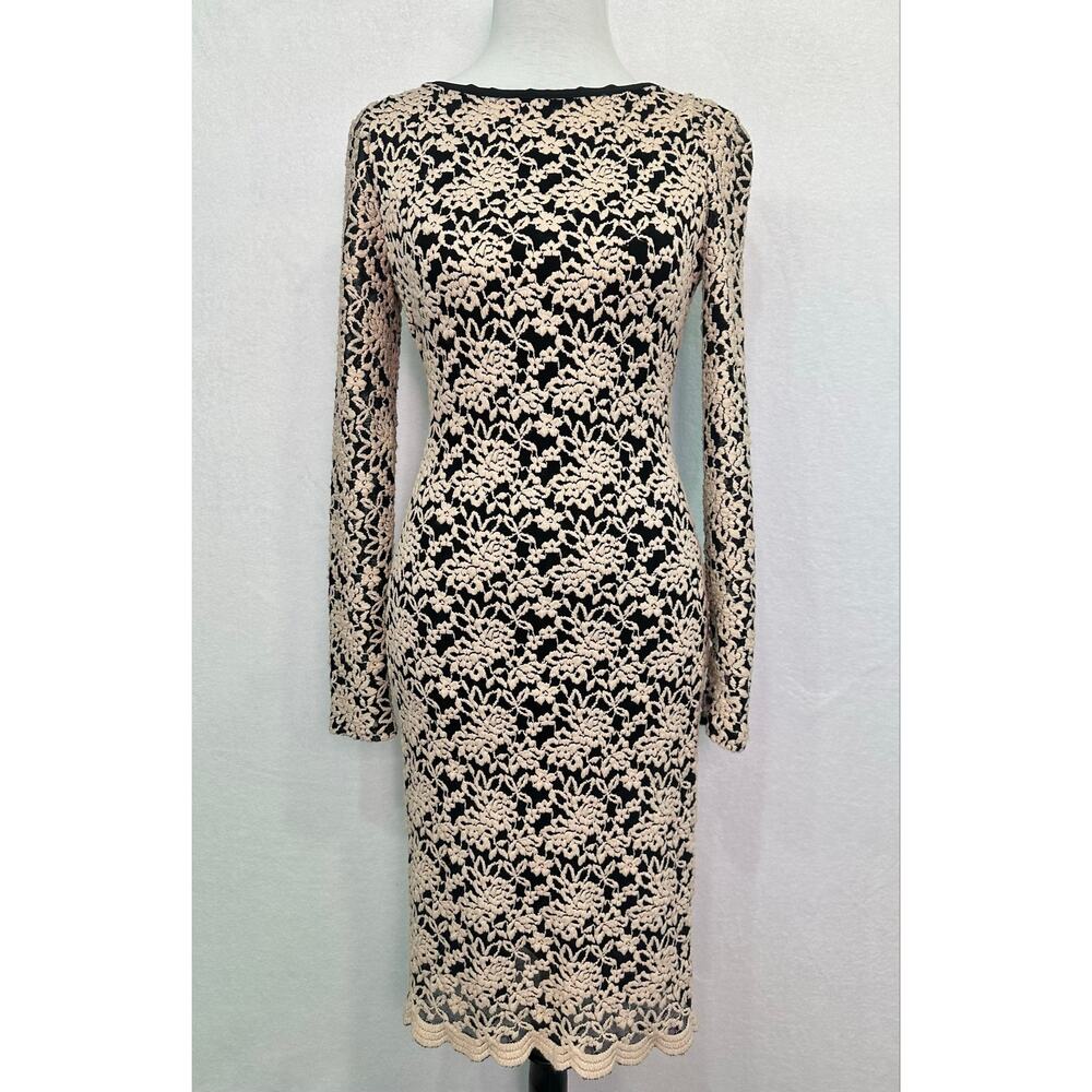 Alice + Olivia Dandi Nude Black Lace Open Back Dress Size 2 XS - Picture 3 of 14